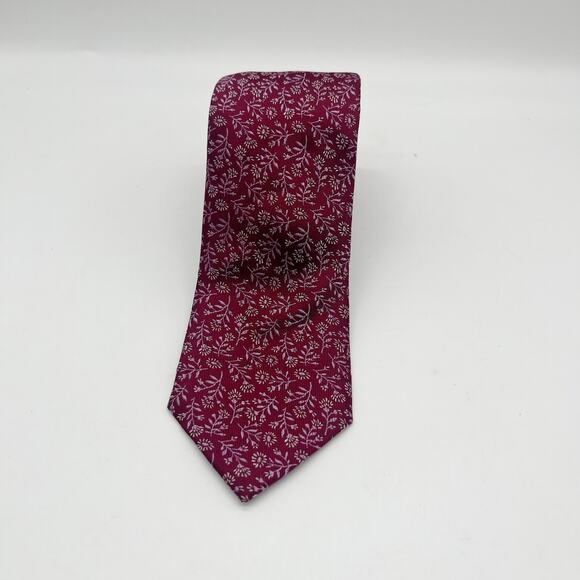 Charles Tyrwhitt of Jermyn St Burgundy Silk Tie Floral Design 3.5"x58" EUC - Picture 5 of 7